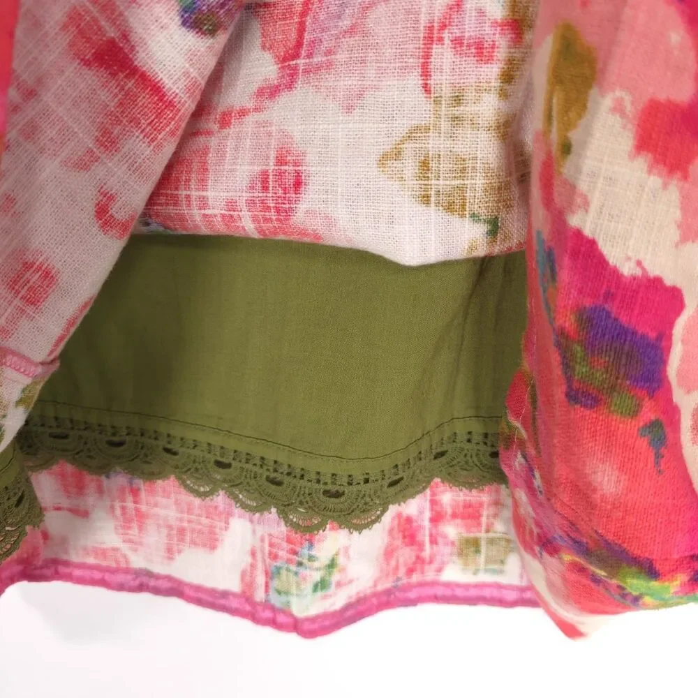 ANTHROPOLOGIE 9-H15 STCL Dress Floral Linen Blend Knee Lenght Size 10  676504652 - Picture 7 of 9